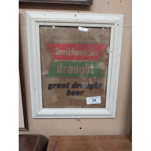 34 - Smithwicks Great Draught Beer framed advertising print. {45 cm H x 38 cm W}.