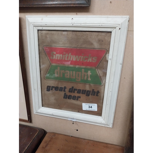 34 - Smithwicks Great Draught Beer framed advertising print. {45 cm H x 38 cm W}.