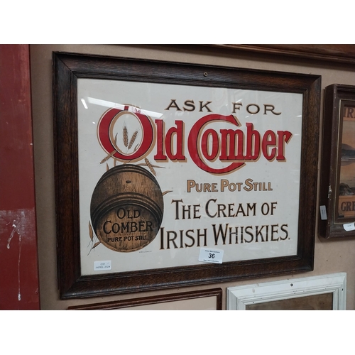 36 - Ask for Old Comber Cream of Irish Whiskey framed advertising print. {54 cm H x 66 cm W}.