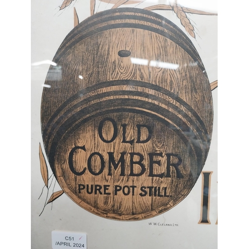 36 - Ask for Old Comber Cream of Irish Whiskey framed advertising print. {54 cm H x 66 cm W}.