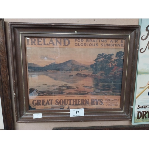 37 - Great Southern Railways Ireland framed adverising print. {42 cm H x 52 cm W}.