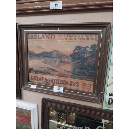 37 - Great Southern Railways Ireland framed adverising print. {42 cm H x 52 cm W}.