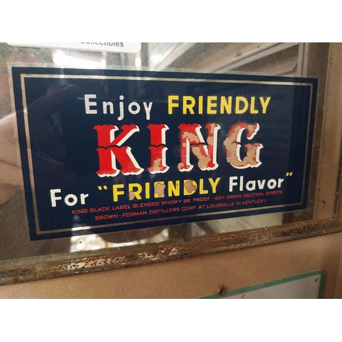 39 - Enjoy Friendly King for friendly flavor advertising mirror and barometer. {36 cm H x 26 cm W}.