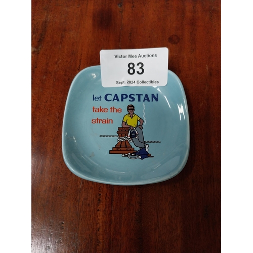 83 - Capstans ceramic advertising ashtray. {11 cm W}.