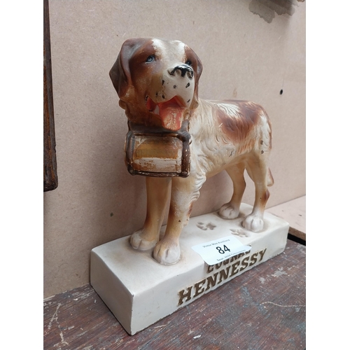 84 - Hennessey Cognac rubberoid advertising Dog figure. {24 cm H x 26 cm W x 9 cm D}.