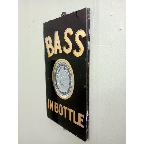 100 - Slate glazed Bass in bottle advertising sign {H 51cm x W 28cm } - NOT AVAILABLE TO VIEW IN PERSON