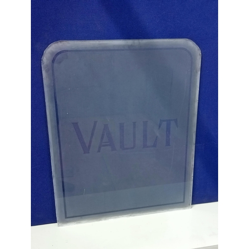 1235 - Vault etched glass panel {H 73cm x W 58cm } - NOT AVAILABLE TO VIEW IN PERSON