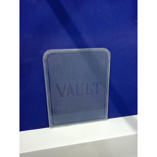 1235 - Vault etched glass panel {H 73cm x W 58cm } - NOT AVAILABLE TO VIEW IN PERSON