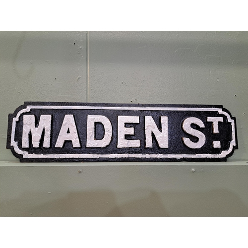 1300 - Victorian Cast iron Madden St sign {H 17cm x W 70cm } - NOT AVAILABLE TO VIEW IN PERSON