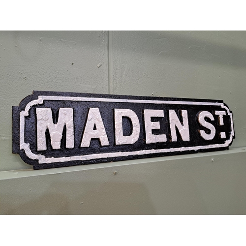 1300 - Victorian Cast iron Madden St sign {H 17cm x W 70cm } - NOT AVAILABLE TO VIEW IN PERSON