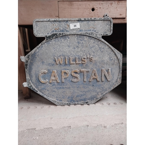 88 - Wills's Capstan alloy double sided advertising sign {62 cm H x 70 cm W}.