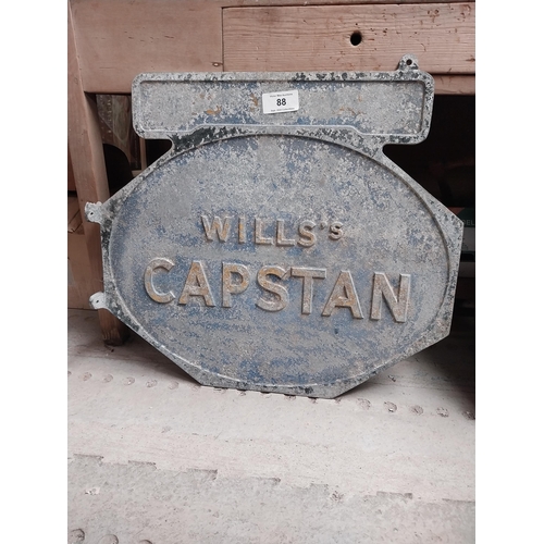 88 - Wills's Capstan alloy double sided advertising sign {62 cm H x 70 cm W}.