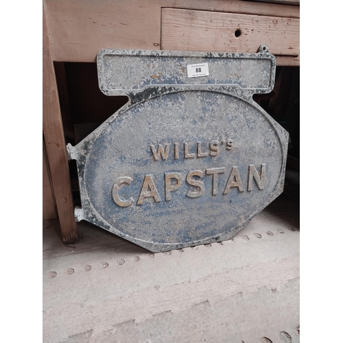 88 - Wills's Capstan alloy double sided advertising sign {62 cm H x 70 cm W}.