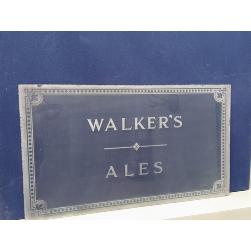 1310 - Walker's Ales etched glass panel {H 81cm x w 141cm } - NOT AVAILABLE TO VIEW IN PERSON