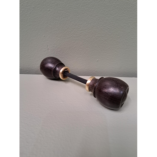 1325 - Wood and brass door knob {Dis 4cm } - NOT AVAILABLE TO VIEW IN PERSON