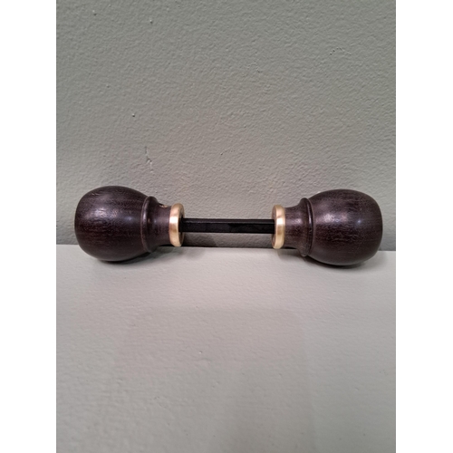 1325 - Wood and brass door knob {Dis 4cm } - NOT AVAILABLE TO VIEW IN PERSON