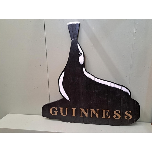 1335 - Wooden Guinness seal advertising board {H 12cm x W 118cm x D 5cm } - NOT AVAILABLE TO VIEW IN PERSON