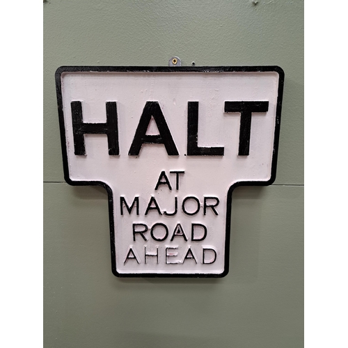 1340 - Wooden Halt at major road ahead sign {H 35cm x W 34cm } - NOT AVAILABLE TO VIEW IN PERSON