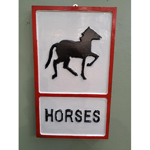 1345 - Wooden Horses sign {H 51cm x W 29cm } - NOT AVAILABLE TO VIEW IN PERSON