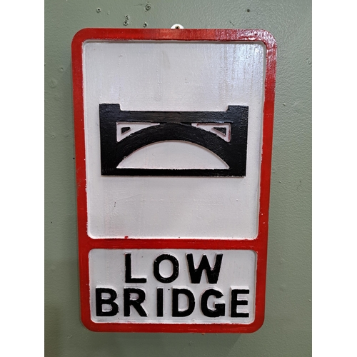 1350 - Wooden low bridge sign {H 44cm x W 28cm } - NOT AVAILABLE TO VIEW IN PERSON