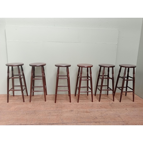 150 - Set of six high bar stools  {H 76cm x Dia 33cm } - NOT AVAILABLE TO VIEW IN PERSON