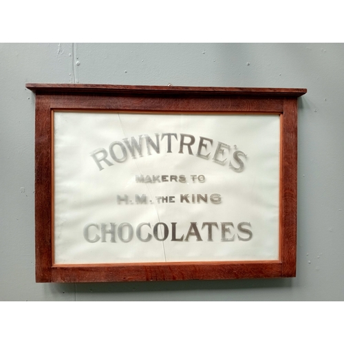 160 - Rowntrees chocolate etched glass framed advertisement {H 62cm x W 88cm } - NOT AVAILABLE TO VIEW IN ... 