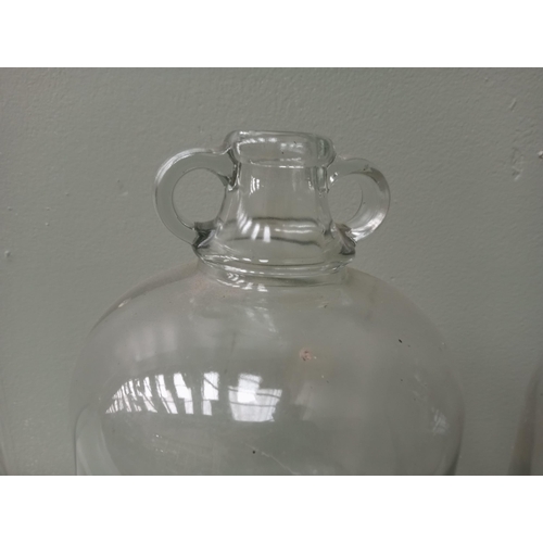 195 - Three glass demijohn jars {H 30cm x Dia 16cm } - NOT AVAILABLE TO VIEW IN PERSON