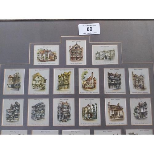 89 - Two Framed montage of Cigarette cards depicting Victorian characters and Country Pubs {80 cm h x 60 ... 