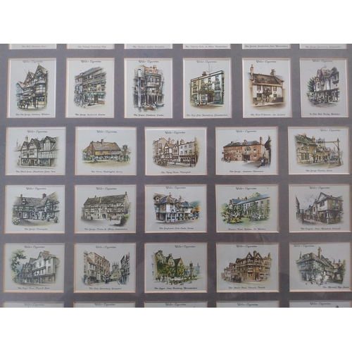 89 - Two Framed montage of Cigarette cards depicting Victorian characters and Country Pubs {80 cm h x 60 ... 