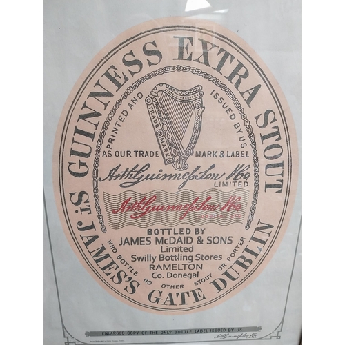 91 - Guinness Label bottles by James McDaid & Sons Limited, Swilly Bottling Stores, Ramelton, Co. Donegal... 