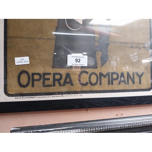 92 - Framed D'Oyly Carte Opera Company advertising print. {81 cm H x 56 cm W}.