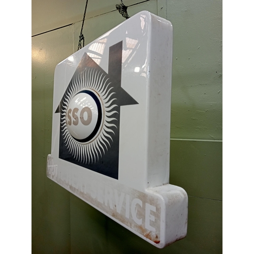 75 - Retro hanging Esso light up garage sign {H 49cm x W 69cm x D 16cm } - NOT AVAILABLE TO VIEW IN PERSO... 