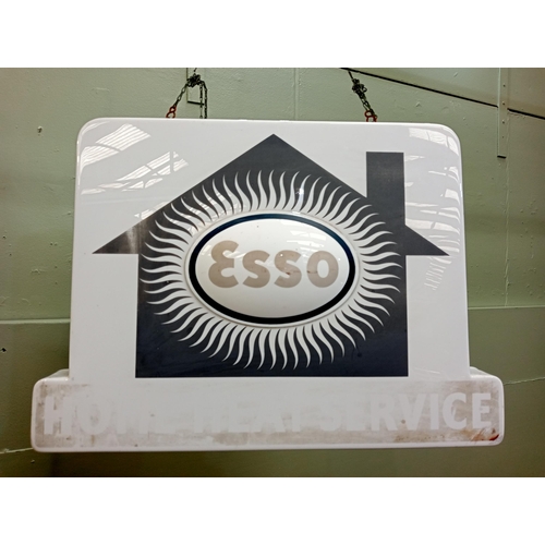 75 - Retro hanging Esso light up garage sign {H 49cm x W 69cm x D 16cm } - NOT AVAILABLE TO VIEW IN PERSO... 