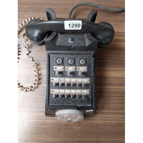 1290 - Bakelite telephone. {15 cm H x 30 cm W x 15 cm D}.