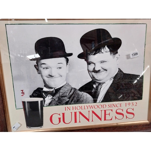 1306 - Guinness in Hollywood since 1932 framed advertising print. {59 cm H x 77 cm W}.