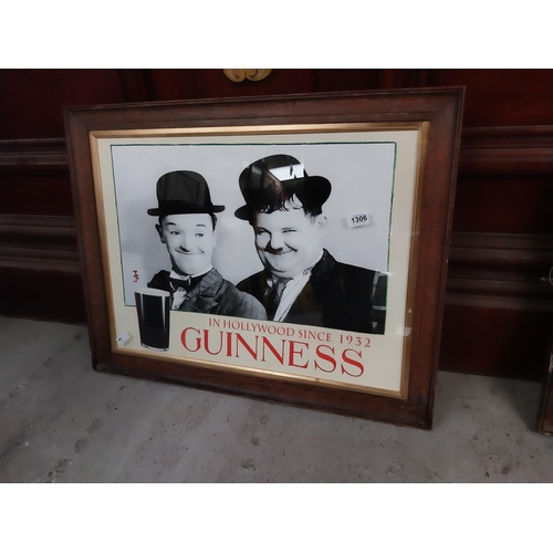 1306 - Guinness in Hollywood since 1932 framed advertising print. {59 cm H x 77 cm W}.