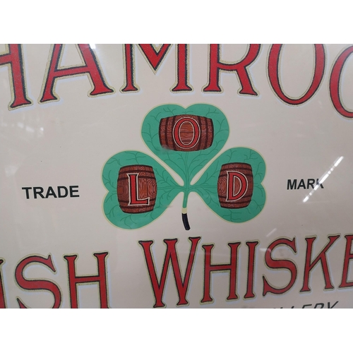 1327 - Shamrock Irish Whiskey Greenmount Distillery Dublin framed advertising print. {60 cm H x 70 cm W}.