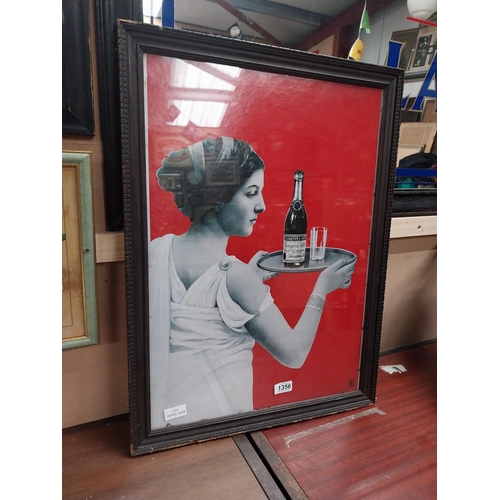 1356 - Framed Schweppes Dry Ginger Ale advertising print. {68 cm H x 50 cm W}.