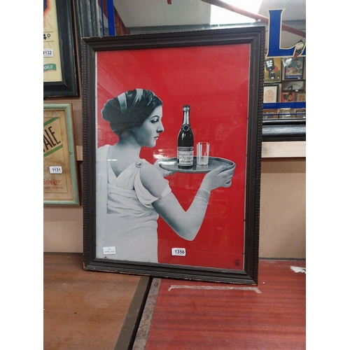 1356 - Framed Schweppes Dry Ginger Ale advertising print. {68 cm H x 50 cm W}.