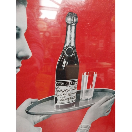 1356 - Framed Schweppes Dry Ginger Ale advertising print. {68 cm H x 50 cm W}.