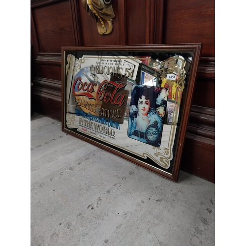 1357 - 1970's Coca Cola framed advertising mirror. {56 cm H x 86 cm W].