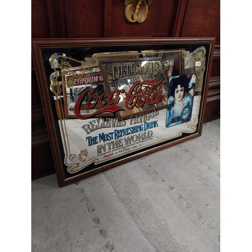 1357 - 1970's Coca Cola framed advertising mirror. {56 cm H x 86 cm W].