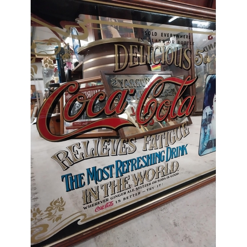 1357 - 1970's Coca Cola framed advertising mirror. {56 cm H x 86 cm W].