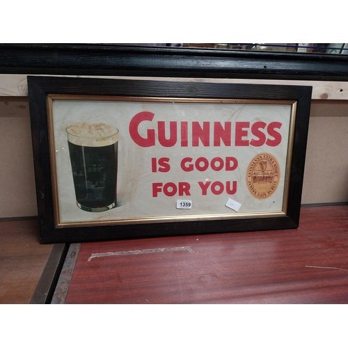 1359 - Guinness is Good For You framed advertising print. {36 cm H x 65 cm W}.