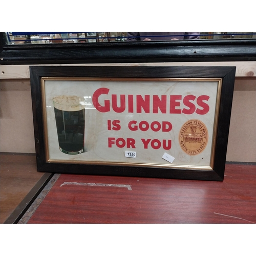 1359 - Guinness is Good For You framed advertising print. {36 cm H x 65 cm W}.