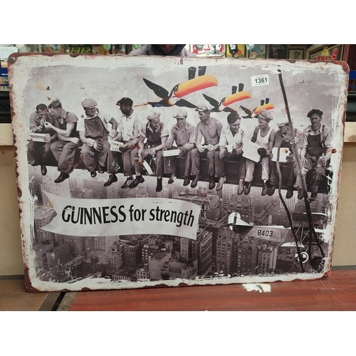 1361 - Guinness For Strength tinplate advertising sign. {50 m H x 70 cm W}.