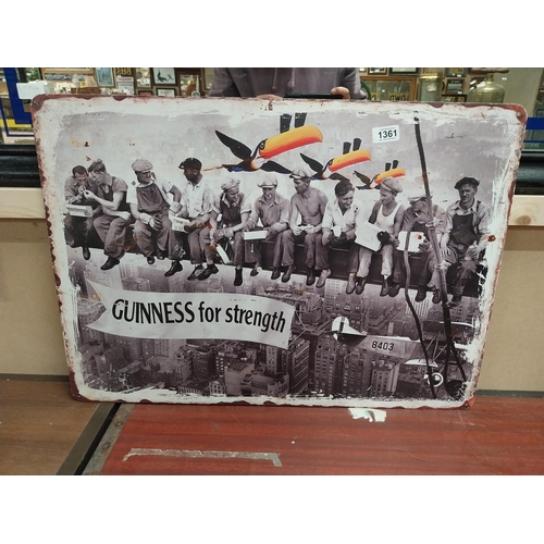 1361 - Guinness For Strength tinplate advertising sign. {50 m H x 70 cm W}.