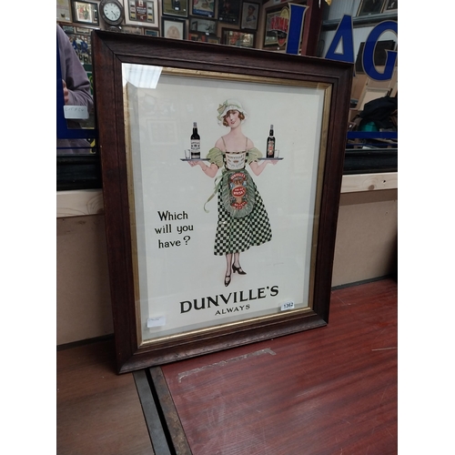 1362 - Which Will You Have Dunville's Whiskey Always framed advertising print. {65 cm H x 54 cm W}.