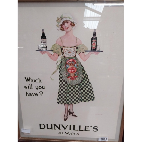 1362 - Which Will You Have Dunville's Whiskey Always framed advertising print. {65 cm H x 54 cm W}.