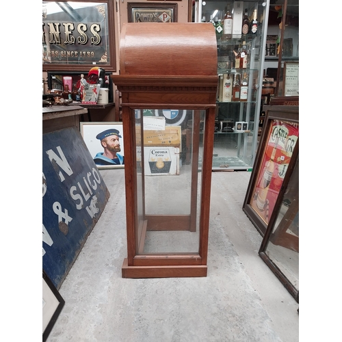 1363 - Early 20th C. oak dome top display cabinet. {106 cm H x 52 cm W x 38 cm D}.